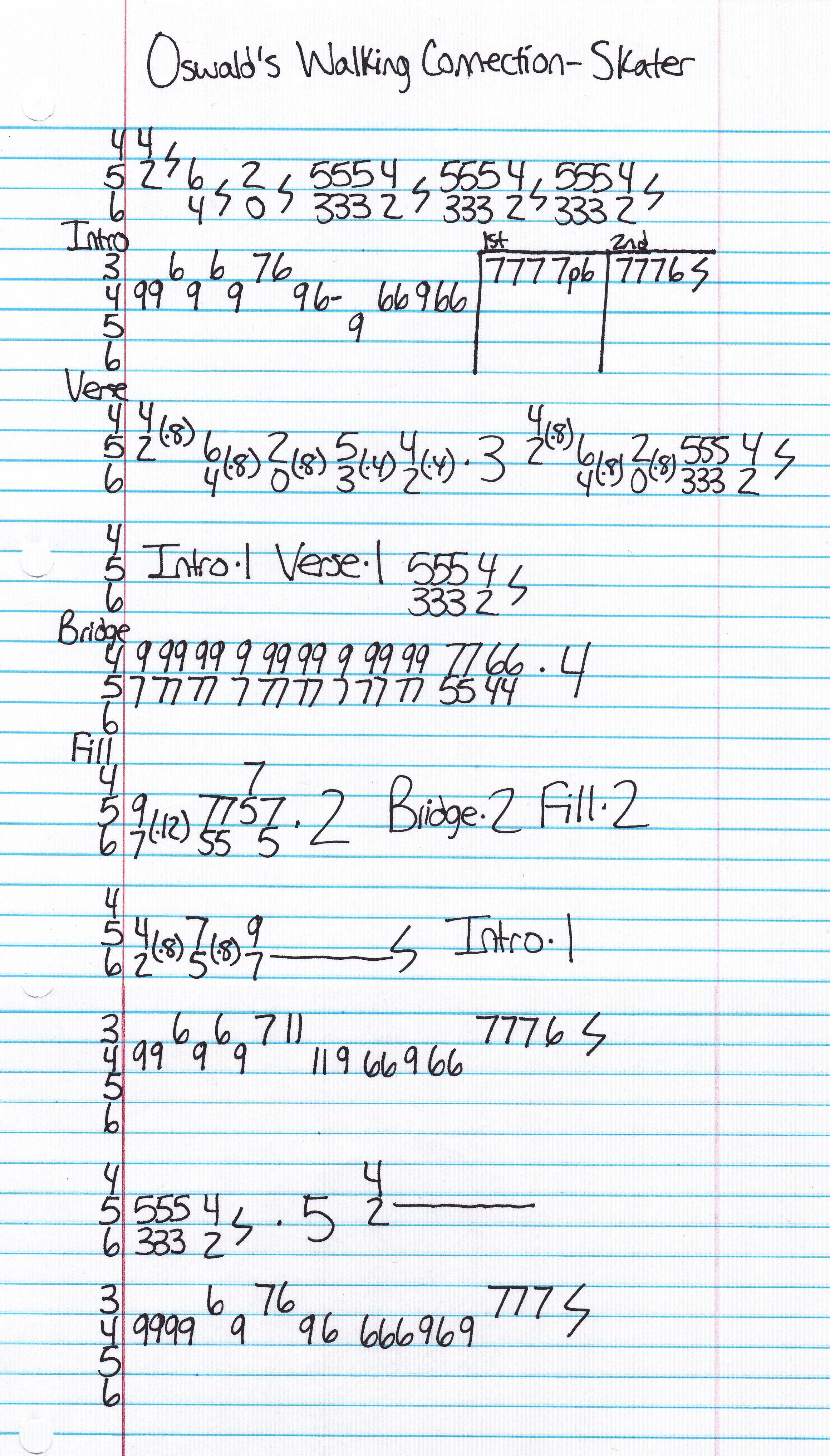 High quality guitar tab for Skater by Oswald's Walking Connection off of the album OWC Discography. ***Complete and accurate guitar tab!***